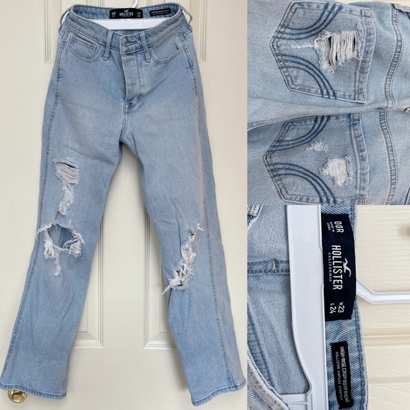 Hollister Vintage Stretch- High-rise Crop Boyfriend Denim Jeans - Picture 1 of 4